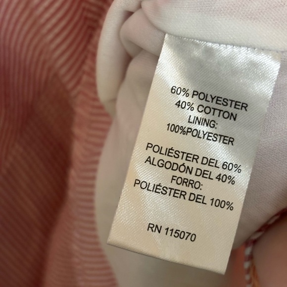 Nina Leonard Red and White Striped Seersucker Sleeveless Tiered Dress - Picture 7 of 7